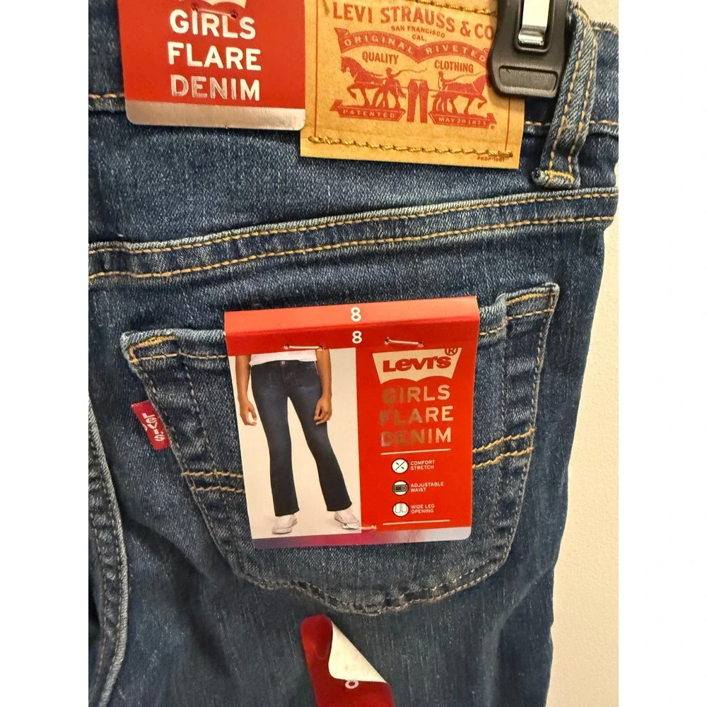 Levi Strauss & Co Girls Size 8 Jeans Bundle Flare‎ Blue Wide Leg Purple 2pk NWT